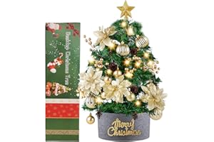 WINOK mini choinka 60 cm, mała choinka z oświetleniem LED, choinka stołowa, mała, sztuczna, ozdobiona na dekoracje świąteczne i potrzeby imprezowe - Zielona