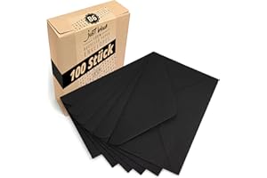 Japun - sobres (100 piezas) de papel, sobre sin ventana - DIN B6-175 x 125 mm - negro