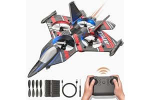 BEZGAR RC Airplane, Remote Control Plane for Adult Kids Beginners, 2.4GHZ 6-axis Gyro RC Aircraft Toys with 360° Flip, Colorful LED Navigation Lights/2 Batteries, Red