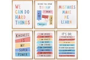 BOARSHUA Inspirational Quote Wall Art Poster, A4 Growth Mindset Canvas Print, Kids Positive Motivational Murals for Nursery Preschool Classroom Bulletin Board Homeschool Bedroom Daycare Decor-Unframed