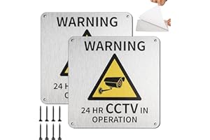 Moosono 24 HR CCTV in Operation Sign, 15cm x 15cm CCTV Signs, 2 Pack Self Adhesive cctv Sticker Outdoor Aluminum with Screws, Security Camera Signs, for Store, Home, Office, Warehouse