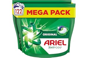 Ariel All-in-1 PODS® Laundry Detergent Capsules, 122 Washes (61 x 2), Original – Outstanding Stain Removal in 1 Wash