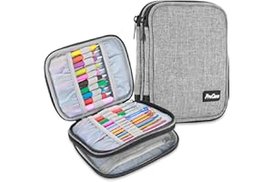ProCase Tasche für Strickennadel Crochet Hook Case Organizer (Leer ohne Zubehör), Stricknadeltasche mit Netzfächern, Reise Tragetasche für Häkelnadeln Stricknadeln Werkzeuge Zubehör bis 6.5 "
