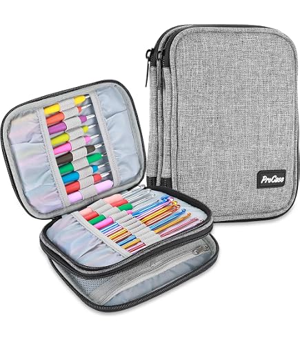 Étui à Roulettes Pour Aiguilles à Tricoter/Crochet - Organisateur Avec Poches Zippées - Tissu Oxford - 7
