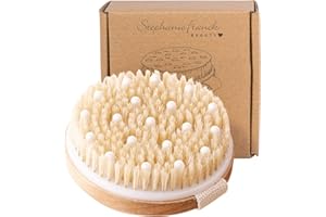 Stephanie Franck Beauty - Spazzola per il Corpo per Dry Brushing - per il Massaggio a Secco del Corpo - con Setole Naturali e in Legno di Ciliegio