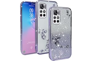 XINYEXIN Funda Glitter para Xiaomi Redmi Note 11s 5G, Carcasa Teléfono Antigolpes Transparente Bling Sparkle, Ultra Delgado Cute Brillante para Niñas y Mujeres - Viola