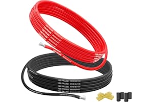 HULUWA Cavo elettrico,Cavo in silicone - 3,3mm² 12 AWG 5.2 m(2.6 Metri nero e 2.6 Metri rosso), flessibile di rame stagnato filo,ad alta temperatura,per auto RC, droni, ecc.