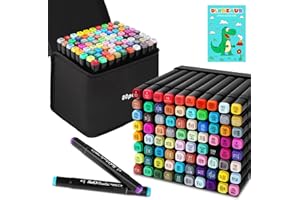 USHOP Rotulador de 80 Colores,Juego de rotuladores,Rotuladores Alcohol,Rotulador Doble Punta Secado Rápido,con Bolsa de Almacenamiento y Espaciador,para Niños,Adultos,Artistas,Principiantes Dibujar