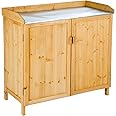 TecTake 404564 Armadietto con Piano da Lavoro per Giardinaggio, Piano di Lavoro zincato Incluso, Un ripostiglio riparato