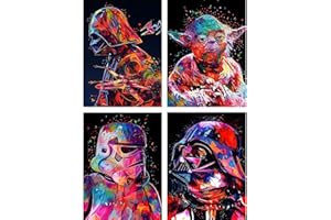 MOGTAA 4 Pièces Soldier Star Wars Peinture Diamant Adulte, 5D Diamond Painting, DIY Diamond Art Painting Kits, Diamant Strass Point de Croix Cristal Painting pour Murale Décoration 30x40cm