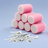 Croc 1207 Pembe Cırtlı S&uuml;nger Bigudi 8Li &Ccedil;ap 4Cm + 12Li Al&uuml;minyum Sa&ccedil; Pensi