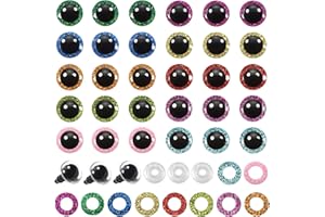 TOAOB THE ONE AND ONLY BABY TOAOB 80 Piezas Ojos de Seguridad 10 mm Ojos de Plástico con Purpurina con Colores Arandelas Brillo Espumoso Felpa Ojos de Muñecas Plástic para Hacer Muñecas Manualidades de Crochet Tejer Animales