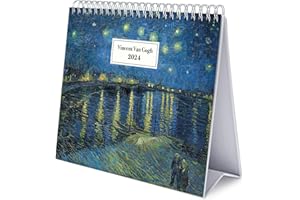 Grupo Erik: Calendario Van Gogh 2024 da Tavolo - Calendario Scrivania 2024, 12 mesi + Planner annuale 2025, 18x20 cm FSC®, calendario 2024 da tavolo, calendario ufficio 2024