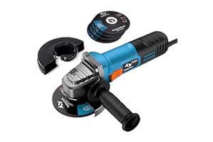 Angle Grinder 860W Tilswall 125mm Side Disc Grinder 12000RPM Tool with 3 Cut Off and 2 Grinding Polishing Abrasive Wheels [Energy Class A+++]