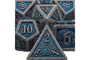 ARUOHHA Music DND Dice Set with Gift Box, Black Blue Metal Polyhedral Dice Set Dungeons and Dragons D&D Dice RPG Role Playing Games D and D Dice D20 D12 D10 D8 D6 D4