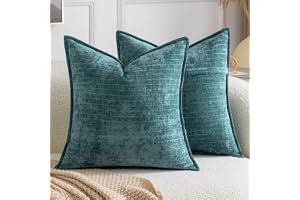 MADIZZ Set med 2 dekorativa kuddfodral med ränder, vintage boho, mjuka chenillekuddar, lyxiga örngott för soffa, vardagsrum o