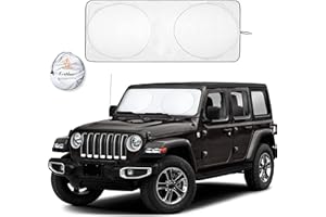 EcoNour Windshield Sunshade for Jeep Wrangler | Sun Visor for UV Rays & Heat Protection | Suitable for Wrangler, Compass, Gladiator & Renegade | Accessories for Jeep Wrangler | X-Small - 60x21 inches