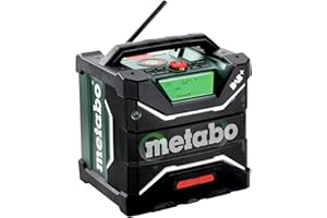 metabo Akku-Baustellenradio RC 12-18 32W BT DAB+ - 18 V - Bluetooth, AUX, IP54 spritzwassergeschützt, staubfest, stoßfest - Ladefunktion für Akkus und Smartphones