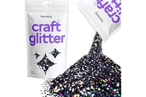 Hemway Noir Holographic Craft Glitter 100 g 3,5 oz extra Chunky 1/24" 0.040" pour 1MM Arts Crafts Gobelets papier de verre Décorations projets de bricolage