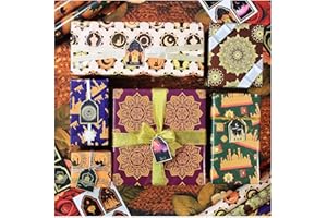 HaloCasa Eid Mubarak Ramadan Gift Wrap Paper Set - 9 Sheets with Moon & Star Patterns, Includes Themed Tags & Stickers for Eid Mubarak Ramadan Islamic Eid al-Fitr Celebrations