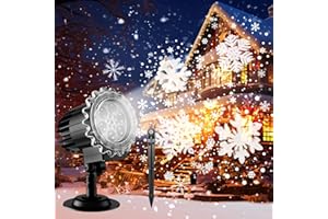 MOSSNDAR Proyector Navidad Exterior Alto Brillo,Luces Proyector Copo de Nieve Exterior y Interior,Impermeable Lámpara de Nieve Proyección para Decoración Navidad,Halloween,Año Nuevo,Fiesta,Boda,Jardín