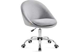 ‎SONGMICS SONGMICS Krzesło do domowego biura, toaletka wykonana z mieszanki bawełny i lnu, krzesło biurowe, wyściółka z pianki, regulacja wysokości, do gabinetu, sypialnia, gołębi szary OBG020G01