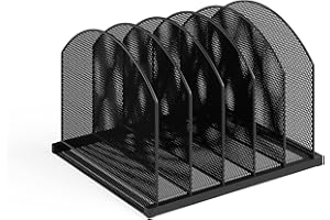 Safco Products Onyx Desk Organiser, 5 Upright Compartments, Vertical File Holder, Letter Sorter, Black, for Home, Office or Classroom (3215BLKD)