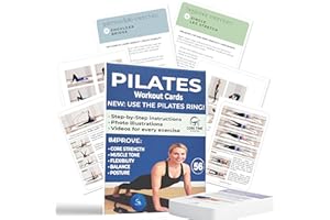 CORE TIME PILATES Pilates Cards- Pilates Ring exercises - Mat Pilates Flashcards for Home Workout- Includes Pilates exercises with Equipment- Detailed photos and video Instructions - Produced by Stott Pilates Certified