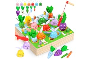 Ophy Juguetes Montessori | 7 Conejos para Combinar Colores Montessori Magnéticos de Pesca de Madera Juego con 5 Zanahorias locas Juguetes Educativos Regalo Cumpleaños para Niños Niñas 4Seasons Gen-2