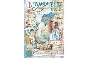 Ciao Bella Junk Journal & Ephemera Book Wanderlust - papier à motifs A4 pour scrapbooking cartes de vœux emballage cadeau créatif DIY