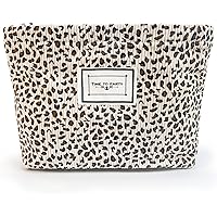 LEVLO Kosmetiktasche Leopardenmuster | Kaffee-Liebhaber Geschenk | 23x17 Cm Baumwoll-Leinen