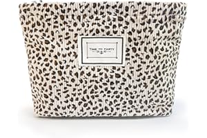 FZSECRIU Trousse de Toilette et Maquillage Femme Leopard Pochette Blanche