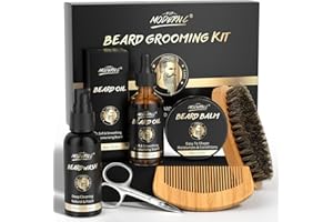 POP MODERN.C Bartwuchs-Set, Bartpflege-Set, 6-teilig, Bartwaschshampoo, Bartöl, Bartbalsam, Bartkamm, Bürste, Schere, bestes Geschenk für Männer zum Valentinstag, Weihnachten, Vatertag, Geburtstage