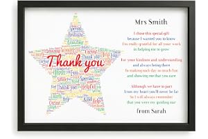 Beecreative Personalised Thank You Teacher Gift STAR School Teacher TA Nursery Leaving Poem - Gifts for Teachers, Teaching As