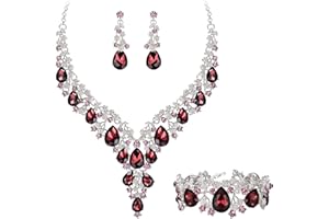 Clearine Donna matrimonio sposa austriaco cristallo Teardrop fiore cluster collana orecchini e bracciale set di gioielli per ballo