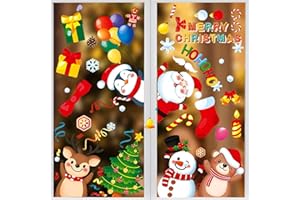 KUFAERBEAM Vetrofanie Natalizie,Fogli Acquerelli Adesivi Natalizi per Finestre Riutilizzabili, Decorazioni di Natale da Finestra, Adesivi Vetro Natale per La Decorazioni di Finestre Addobbi a Tema Festivo (B)