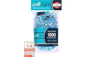 Punte per Tabacco Paffright, Filtri per Tabacco, 1200 Bocchini Pezzi per Confezione, Filtro per Sigarette da 8 mm, Bocchino per Sigarette, Microbocchino per Taglie Regolare e King