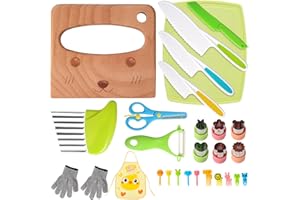 Votoko Kit Couteau Sécurité de Cuisine pour Enfants, Couteau Montessori Enfants pour Couper Fruits, Légumes en Toute, Couteau Enfant qui ne Coupe pas pour Ustensile Cuisine Enfant de 2 Ans (28 Pièces)