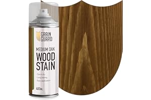 GRAIN GUARD Wood Stain Aerosol | Medium Oak | Water Based Stain| Easy Spray Application | Quick Dry | 400ml