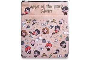 Tawdull Harry Book Sleeve, Los Hechizos Mas Populares Potter Waterproof Book Cover, Harry Potery School Supplies Stuff Padded Book Sleeves with Zipper (After All This time? Always)