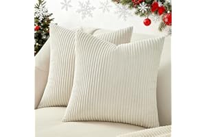 Topfinel Funda de Cojin 45x45 de Pana para Decoración Hogar Vintage,Funda Cojin Blanco Lechoso para Sofa,Cama.Fundas de Cojines Sofa Decoración Salon Modernos 2 Piezas.