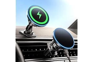 BHHB 15 W Magsafe uchwyt samochodowy na telefon, bezprzewodowa ładowarka samochodowa 2 w 1, Magsafe, akcesoria do ładowania, wiatr/deska rozdzielcza do iPhone'a 15 14 13 12 Pro Max Plus