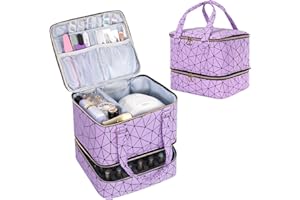 Uross Organizer do paznokci na 42 butelki z lakierem do paznokci i 1 lampa LED do paznokci, torba do przechowywania akcesoriów do stylizacji paznokci (fioletowy)