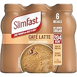 SlimFast Ready To Drink Shake, Tasty, Balanced Shake with Vitamins and Minerals, No Sugar, Cafe Latte Flavour, 6 x 325 ml Mul