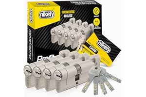 GERCAR Pro+, lot de 4 cylindres de serrure à bouton, à fermeture identique 30/30, cylindre de fermeture N+G avec bouton, serrure de porte avec protection anti-perçage, 10 clés, code, 60 mm, A:30 B:30