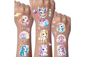 JOJOLUXE Einhorn Glitzer Tattoo Set Kinder, 12 Blätter Einhorn Temporäre Glitzer Tattoo Kinder, Einhorn Tattoos Mädchen Glitzer, Einhorn Geschenke für Mädchen, Einhorn Tattoos Deko Kindergeburtstag