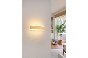LUOLONG Applique murale LED en bois longue applique en bambou 30 cm lampe d'intérieur 3000 K appliques murales 12W éclairage intérieur moderne lampe de chevet lampe de couloir chambre escalier