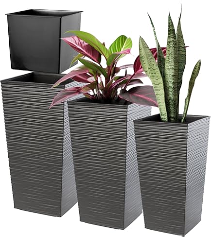 CLP Pflanzkübel Set 3-tlg In Anthrazit - Frostsicher Für Garten & Balkon