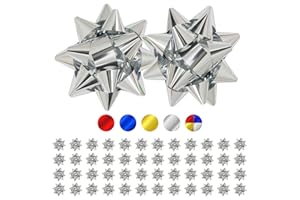 Üka • 120 Coccarde per Pacchi Regalo. Misura Standard 4,5 cm. Fiocchi Adesivi per Pacchi Regalo. Fiocchetti Argentati per Natale, Compleanni ed Eventi. Coccarde per Regalo Effetto Metallizzato.