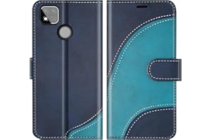 BoxTii Funda para Xiaomi Redmi 9C, Funda de PU Cuero para Xiaomi Redmi 9C, Magnético Carcasa Libro con Ranuras para Tarjetas, Azul